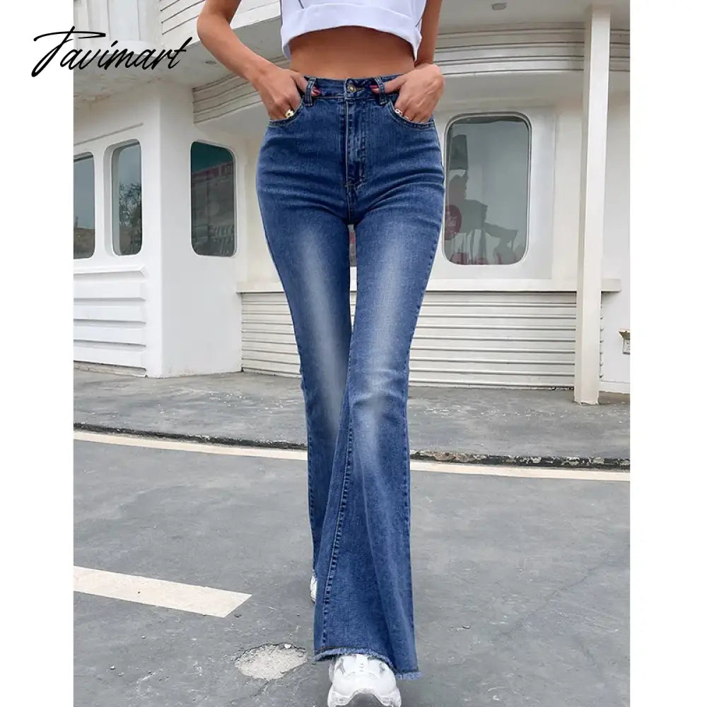 Flared jeans women new elastic high waist splicing wide leg trousers durable comfortable mop pants women's denim pants