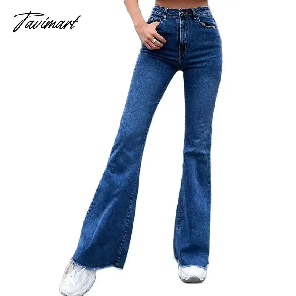 Flared jeans women new elastic high waist splicing wide leg trousers durable comfortable mop pants women's denim pants