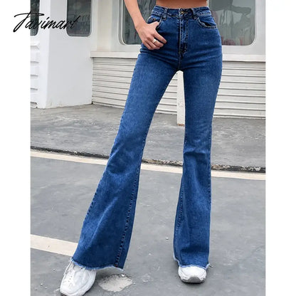 Flared jeans women new elastic high waist splicing wide leg trousers durable comfortable mop pants women's denim pants