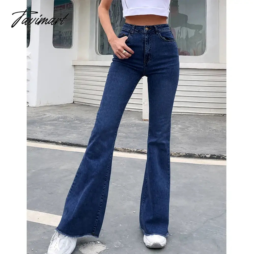 Flared jeans women new elastic high waist splicing wide leg trousers durable comfortable mop pants women's denim pants