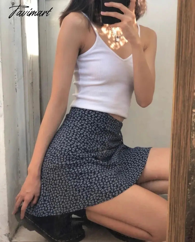 Floral Wrap Mini Skirt Adjustable Tie Waist Ditsy Skirt Women Teens e-girl Y2K Aesthetic Outfit