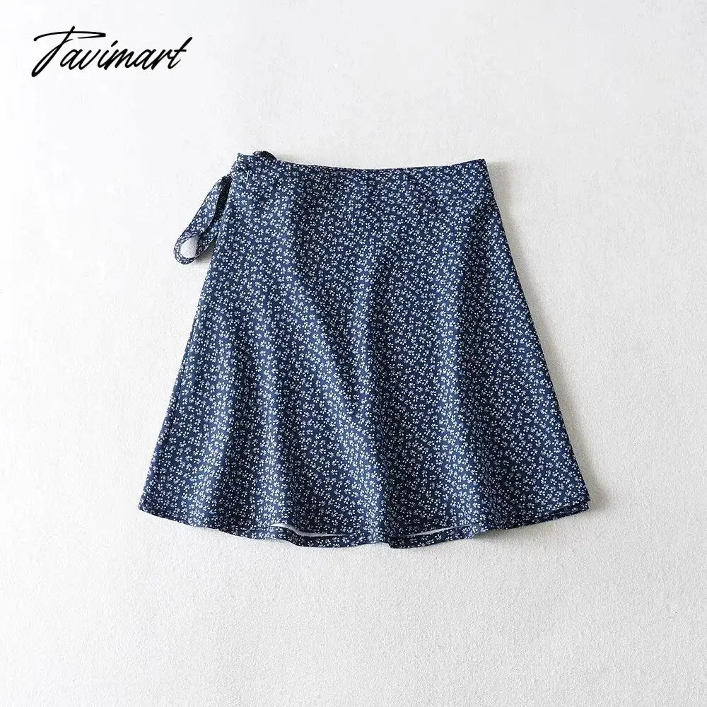 Floral Wrap Mini Skirt Adjustable Tie Waist Ditsy Skirt Women Teens e-girl Y2K Aesthetic Outfit
