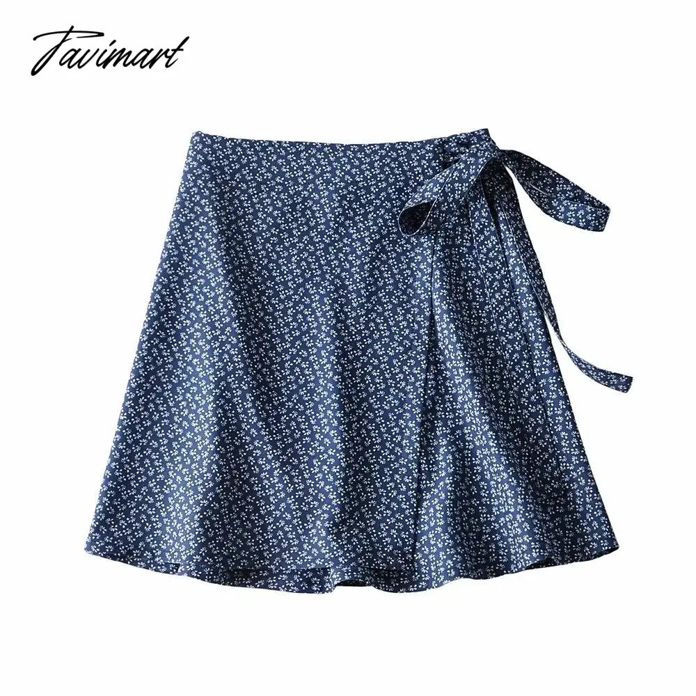 Floral Wrap Mini Skirt Adjustable Tie Waist Ditsy Skirt Women Teens e-girl Y2K Aesthetic Outfit