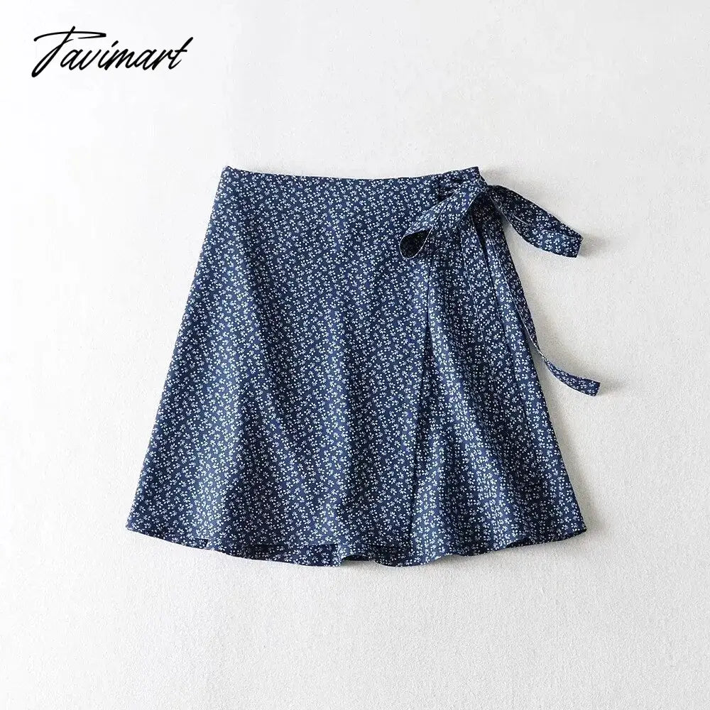 Floral Wrap Mini Skirt Adjustable Tie Waist Ditsy Skirt Women Teens e-girl Y2K Aesthetic Outfit