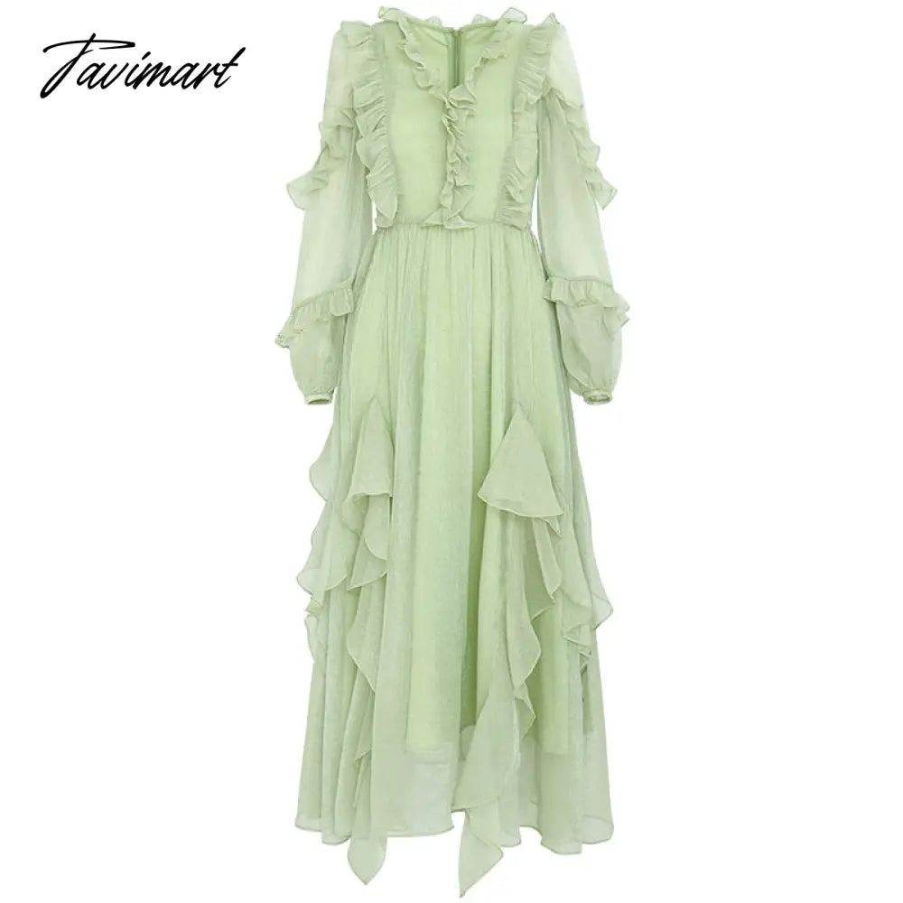 France Elegant Dress Women Ruffles Chiffon Puff Sleeve Lace Korean Fashion Evening Party Dress Summer Sweet Vintage Long Vestido