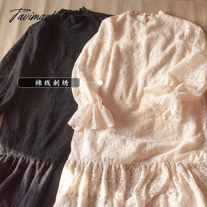Free Shipping New Fashion Summer Embroidery Long Sleeve 100% Cotton One-piece Long Knee Length Dresses White Black Dresses