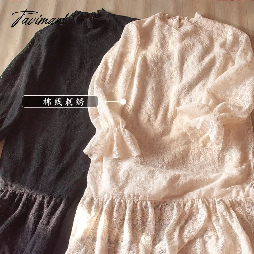 Free Shipping New Fashion Summer Embroidery Long Sleeve 100% Cotton One-piece Long Knee Length Dresses White Black Dresses
