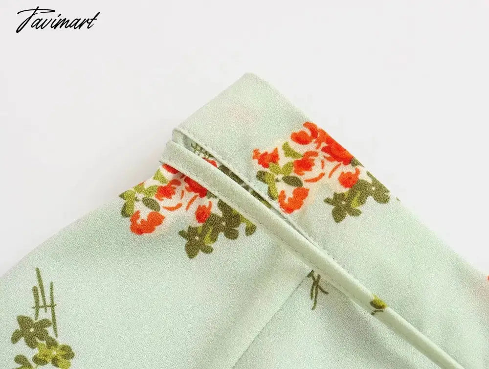 French Style Fashion Indie Folk Floral Print Skirts Elegant Belt A-line Skirts Women