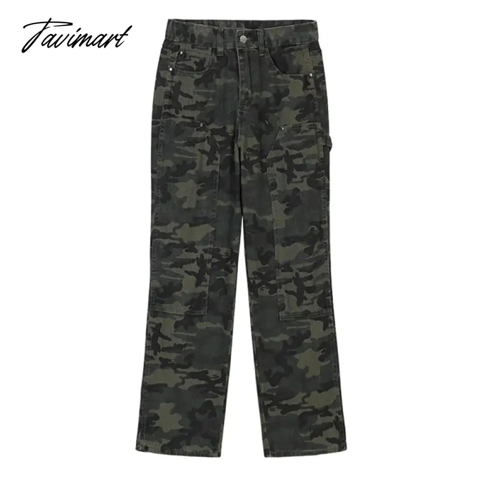 Green Women's Jeans High Waist Hip Hop Straight Fashion Pants Streetwear Harajuku Y2K Style 2024 Female Wide Leg Denim Trouser
