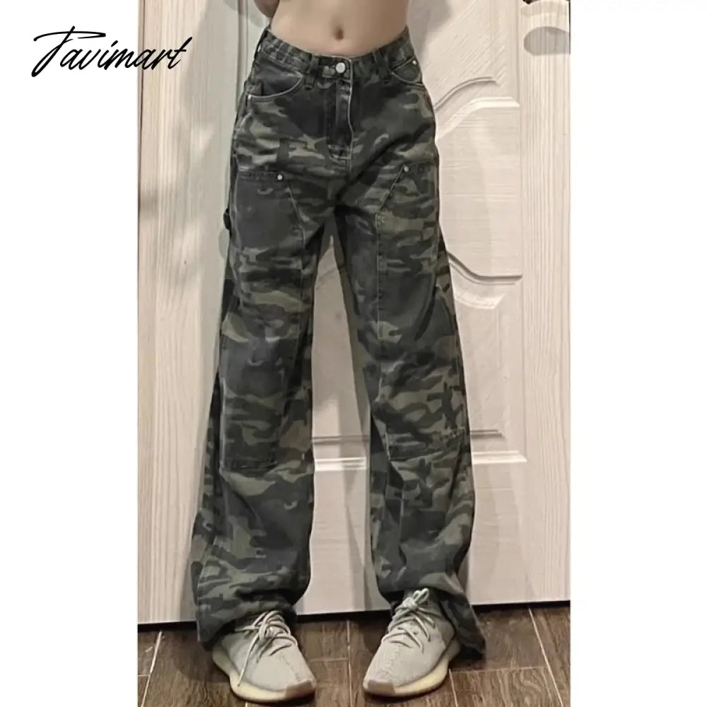 Green Women's Jeans High Waist Hip Hop Straight Fashion Pants Streetwear Harajuku Y2K Style 2024 Female Wide Leg Denim Trouser