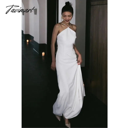 Halter Light Wedding Backless Vintage Simple White Slim Travel Photography Small Tail Beach Dresses Seaside Holiday Beach Dresse