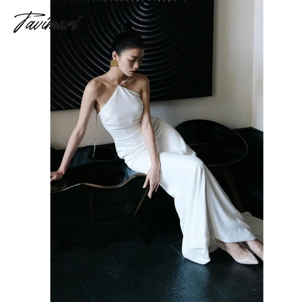 Halter Light Wedding Backless Vintage Simple White Slim Travel Photography Small Tail Beach Dresses Seaside Holiday Beach Dresse