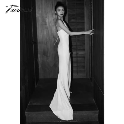 Halter Light Wedding Backless Vintage Simple White Slim Travel Photography Small Tail Beach Dresses Seaside Holiday Beach Dresse