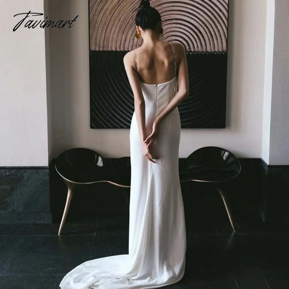 Halter Light Wedding Backless Vintage Simple White Slim Travel Photography Small Tail Beach Dresses Seaside Holiday Beach Dresse