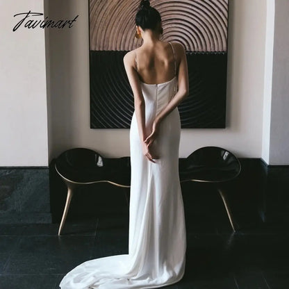 Halter Light Wedding Backless Vintage Simple White Slim Travel Photography Small Tail Beach Dresses Seaside Holiday Beach Dresse