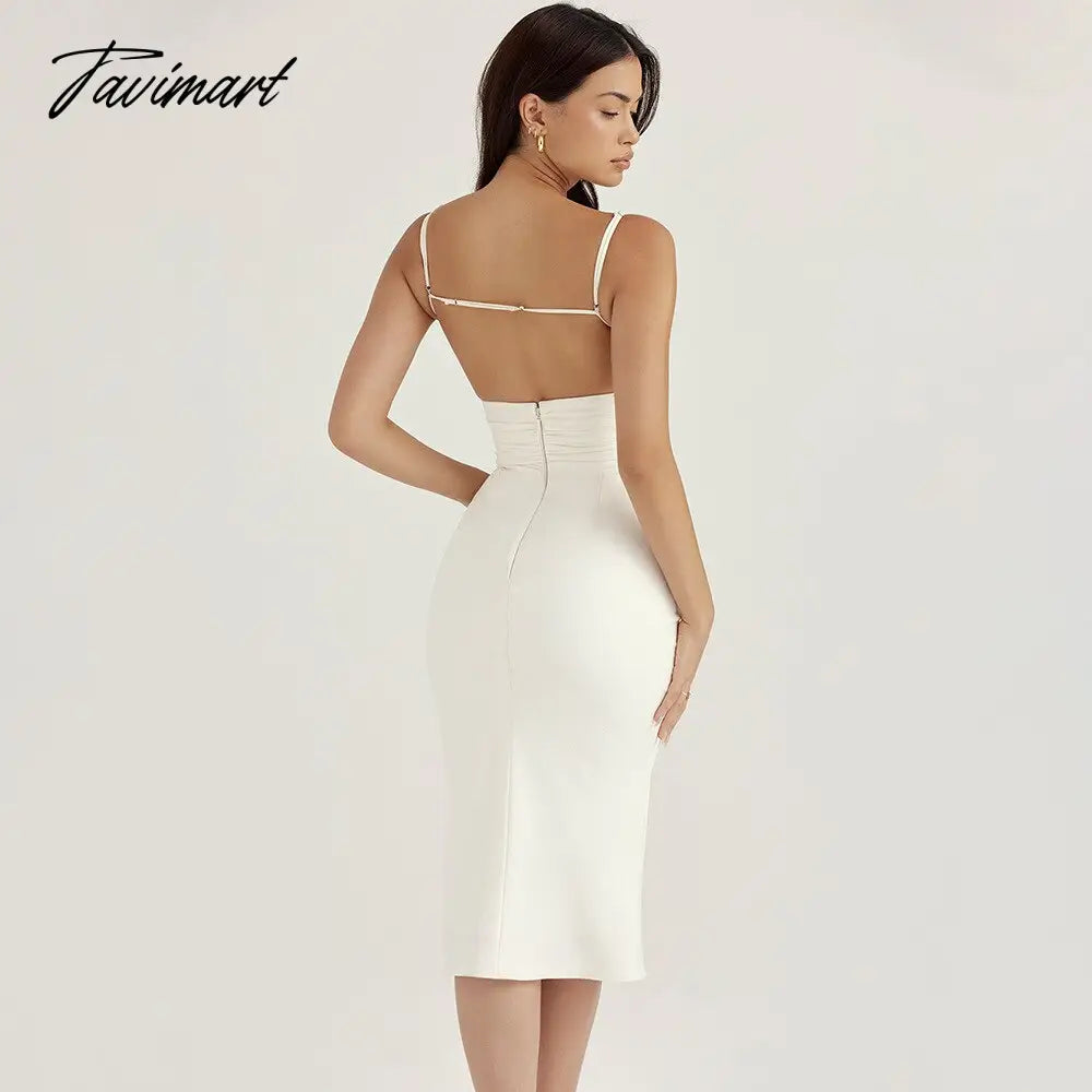 High Quality Summer Dress White Bodycon Party Dress Women Backless Sexy Dress Knee Length Prom Even Club Dress Dropshipping