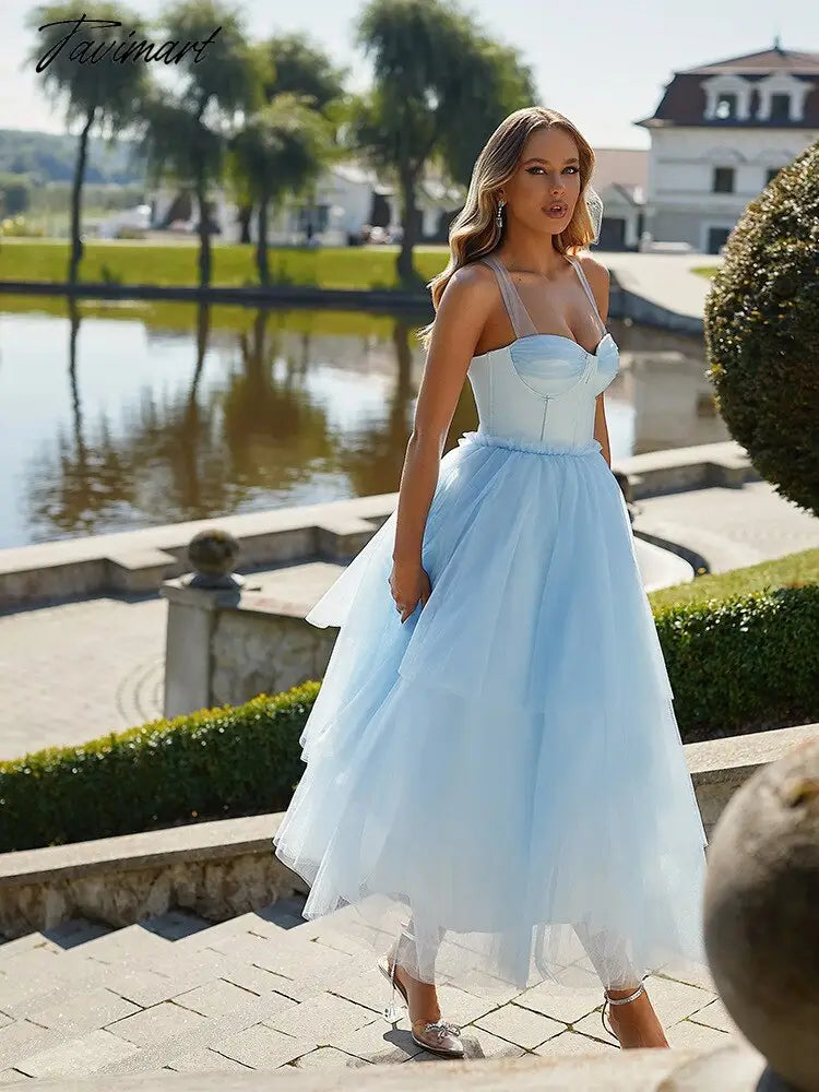 High Quality Summer Sexy Party Dress Women Backless Lace Up Dress Classic Mesh Elegant Prom Celebrity Night Dresses Dropshipping