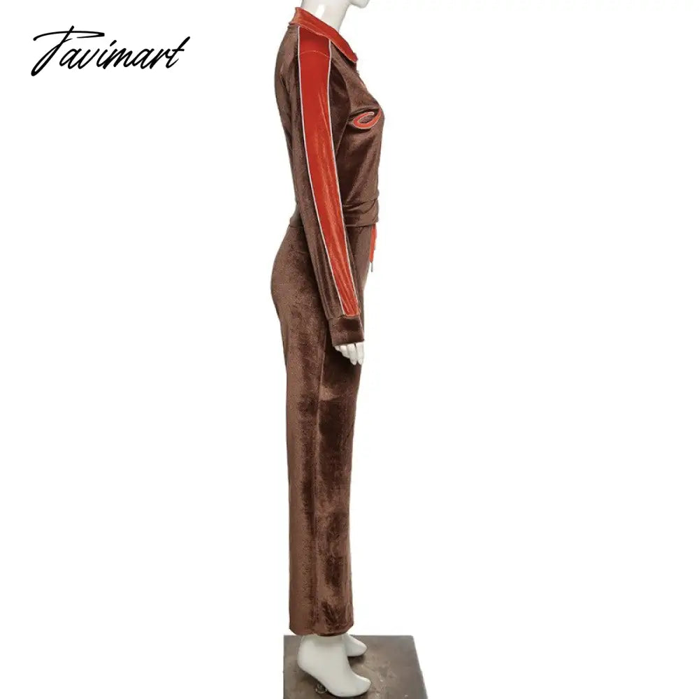 High Quality Winter Velvet Crop Jacket and Tracksuit Joggers Two Piece Set Green Jogging Suits for Women