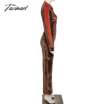 High Quality Winter Velvet Crop Jacket and Tracksuit Joggers Two Piece Set Green Jogging Suits for Women