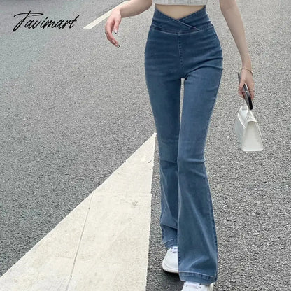 High Street Fashion Irregular All-match Jeans Women Spring New Korean Sexy Slim Casual Wide Leg Pants