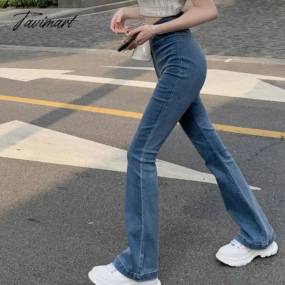 High Street Fashion Irregular All-match Jeans Women Spring New Korean Sexy Slim Casual Wide Leg Pants