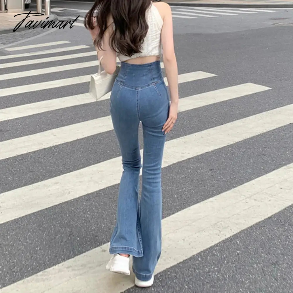 High Street Fashion Irregular All-match Jeans Women Spring New Korean Sexy Slim Casual Wide Leg Pants