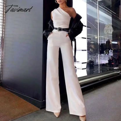 High Street Slim Solid Jumpsuits Women Sexy Skew Collar Backless Jumpsuit Spring Summer Sleeveless Lace-Up Romper