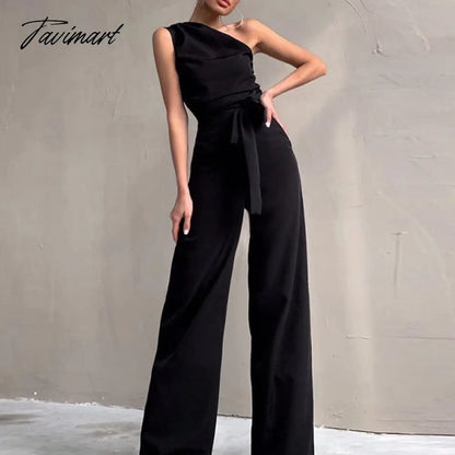 High Street Slim Solid Jumpsuits Women Sexy Skew Collar Backless Jumpsuit Spring Summer Sleeveless Lace-Up Romper