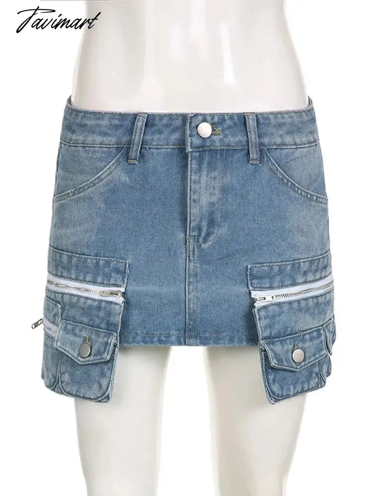 High Waist Denim Skirt For Women Pockets Slim Street Casual Mini Skirt Femme Summer Bodycon Fashion Skirts Ladies