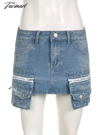 High Waist Denim Skirt For Women Pockets Slim Street Casual Mini Skirt Femme Summer Bodycon Fashion Skirts Ladies