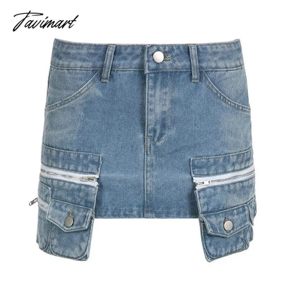 High Waist Denim Skirt For Women Pockets Slim Street Casual Mini Skirt Femme Summer Bodycon Fashion Skirts Ladies