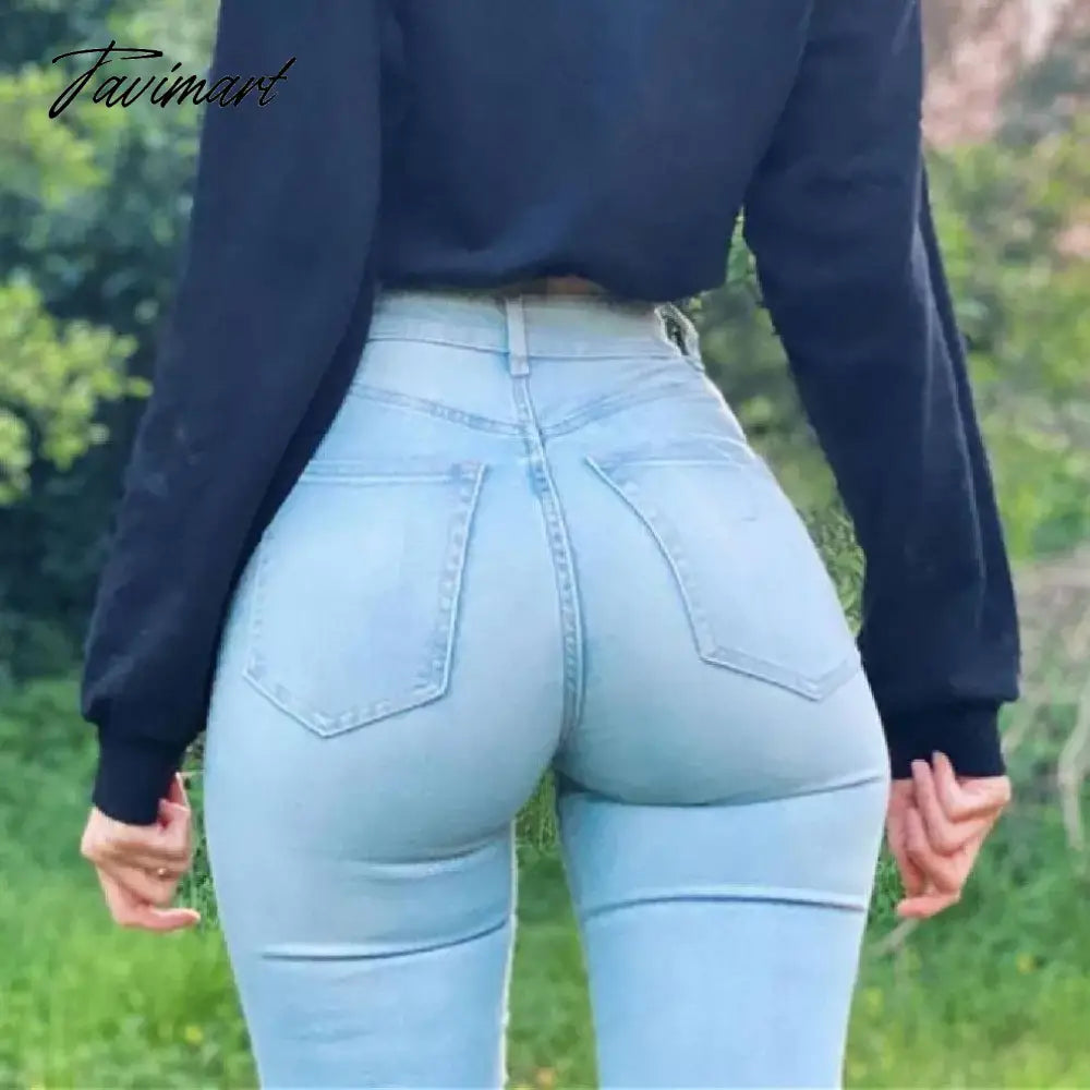 High Waist Jeans for Women Butt Baggy Ankle-Length Pants Curvy Skinny Jeans Tummy Control Colombian Elasticity Jeans