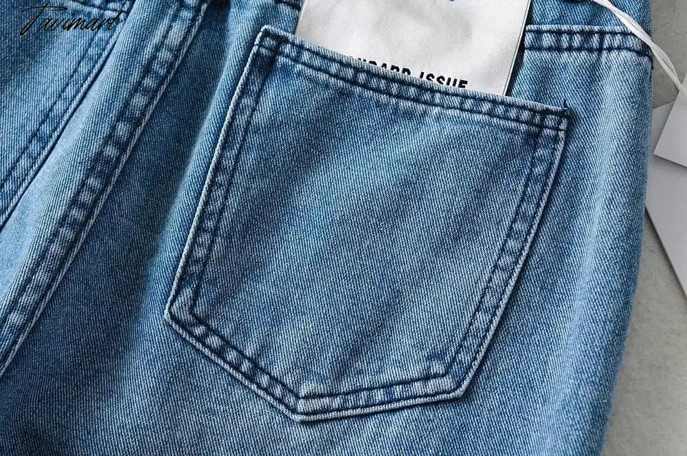 High Waist Jeans High Street Patchwork Jeans Woman Washed Mom Retro Ripped Jeans For Women Boyfriend Jeans For Women
