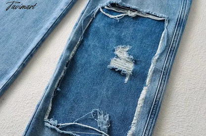 High Waist Jeans High Street Patchwork Jeans Woman Washed Mom Retro Ripped Jeans For Women Boyfriend Jeans For Women