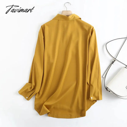 Indie Folk Elegant Autumn England Style Fashion Shirt Women Simple Yellow Blusas Mujer De Moda Blouse WomenTops