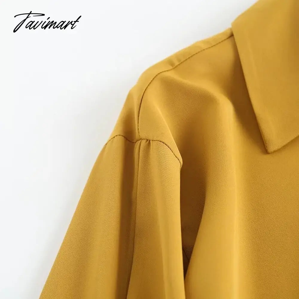 Indie Folk Elegant Autumn England Style Fashion Shirt Women Simple Yellow Blusas Mujer De Moda Blouse WomenTops