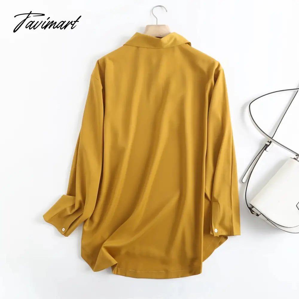Indie Folk Elegant Autumn England Style Fashion Shirt Women Simple Yellow Blusas Mujer De Moda Blouse WomenTops
