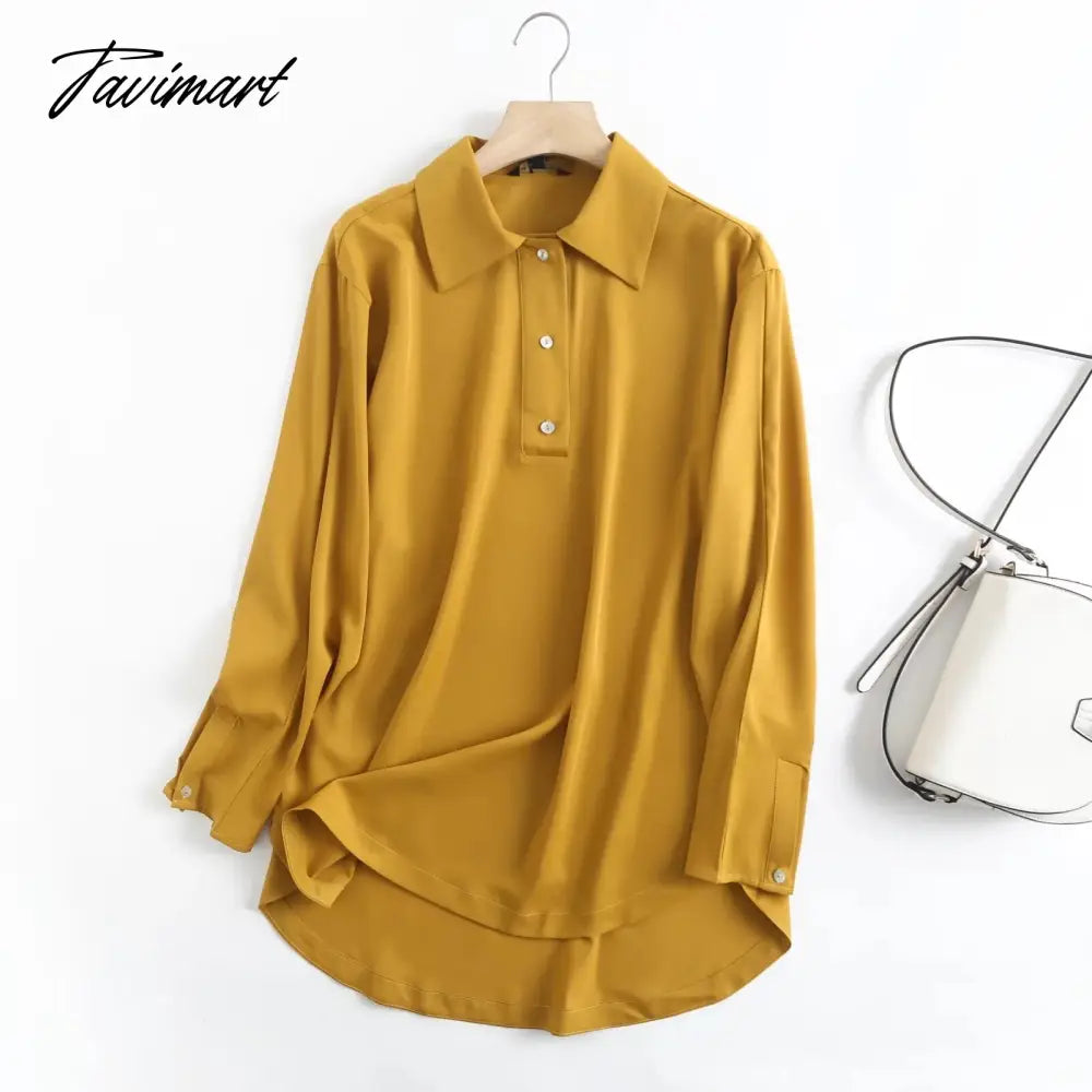 Indie Folk Elegant Autumn England Style Fashion Shirt Women Simple Yellow Blusas Mujer De Moda Blouse WomenTops
