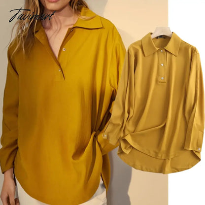 Indie Folk Elegant Autumn England Style Fashion Shirt Women Simple Yellow Blusas Mujer De Moda Blouse WomenTops