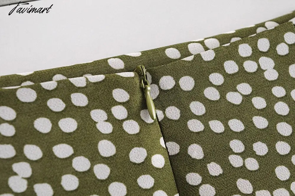 Indie Skirt Folk France Style Vintage Polka Dot PrintSexy Forking High Waist Midi Skirt Women