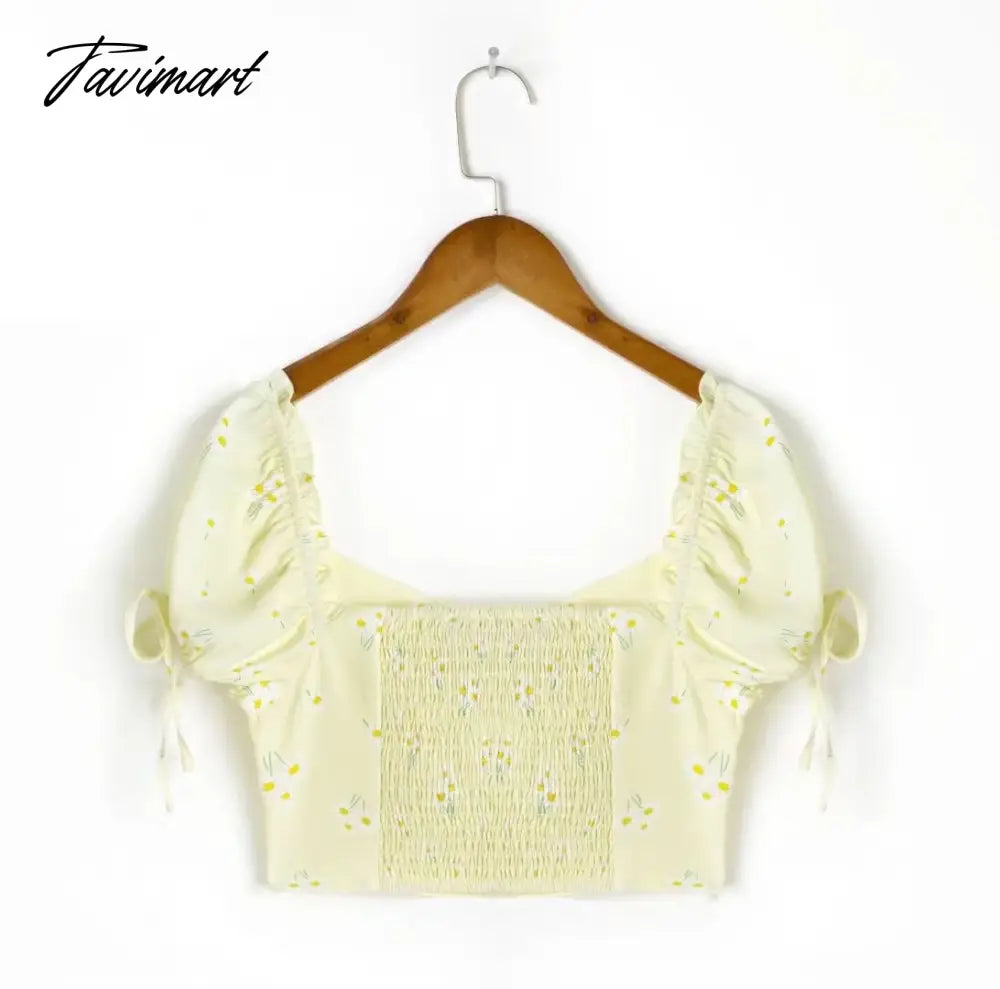 Ins Blogger Fashion High Street Concealed Buckle Sexy Retro Floral Print Shirt Sexy Short Tops Casual Tshirt Women