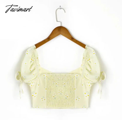 Ins Blogger Fashion High Street Concealed Buckle Sexy Retro Floral Print Shirt Sexy Short Tops Casual Tshirt Women