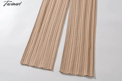 Ins Fashion Blogger France Style Vintage Rib Casual Cardigans And Straight Harem Knitted Pants Women Knit Sets