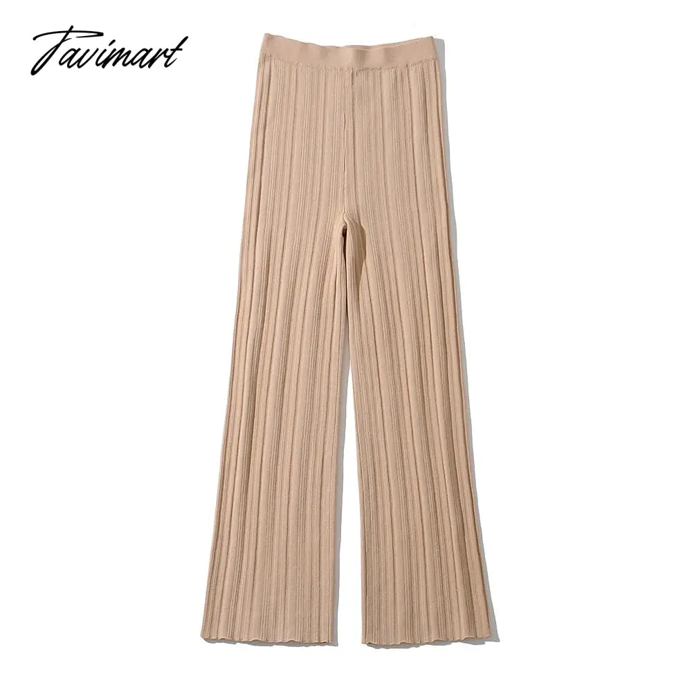 Ins Fashion Blogger France Style Vintage Rib Casual Cardigans And Straight Harem Knitted Pants Women Knit Sets