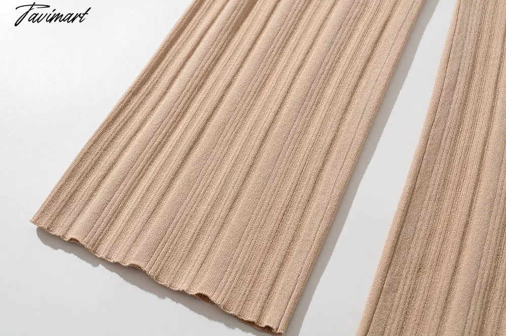 Ins Fashion Blogger France Style Vintage Rib Casual Cardigans And Straight Harem Knitted Pants Women Knit Sets