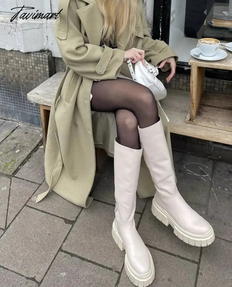 Ins Fashion Trench Coat Overcoat Women Blogger Vintage Loose Ligh Green Long Jacket