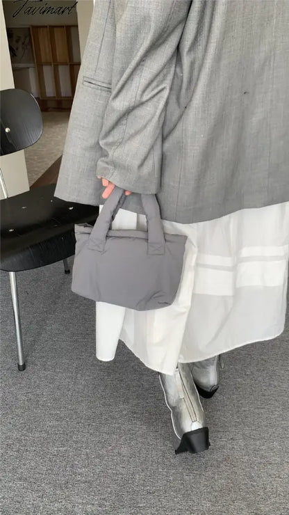 INS Hot Cute Pure Candy Color Small Designer Nylon Totes Trendy Versatile Handbags for Women Casual Hand Bags Shop Bag