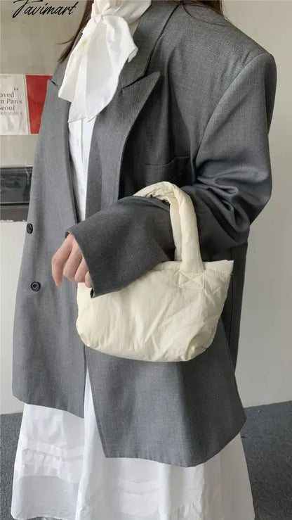 INS Hot Cute Pure Candy Color Small Designer Nylon Totes Trendy Versatile Handbags for Women Casual Hand Bags Shop Bag