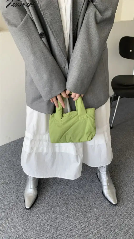 INS Hot Cute Pure Candy Color Small Designer Nylon Totes Trendy Versatile Handbags for Women Casual Hand Bags Shop Bag