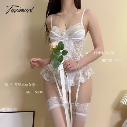 Japanese Girl Exotic Fairy Sexy Lace Mesh Ultrashort Mini Dress V-neck Nightdress Female Sexy Clothes Korean Sweet H3X